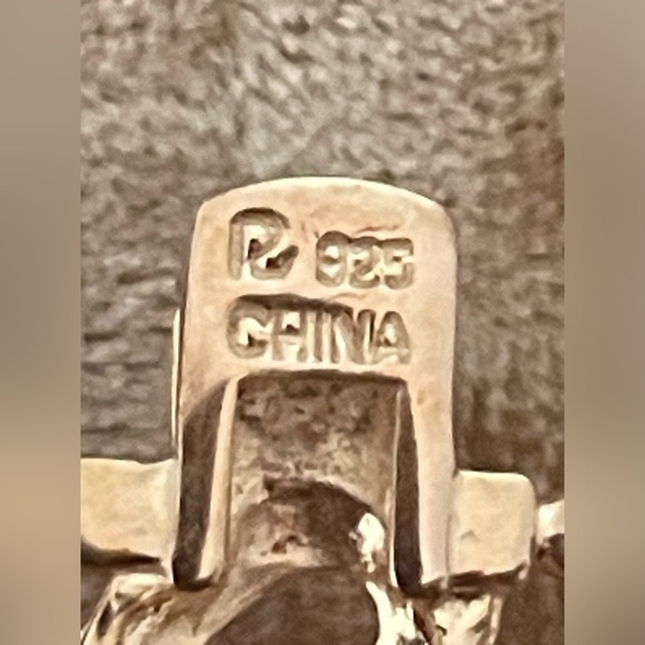 Two Tone Sterling 925 Stamped Heart Bracelet - Picture 3 of 7